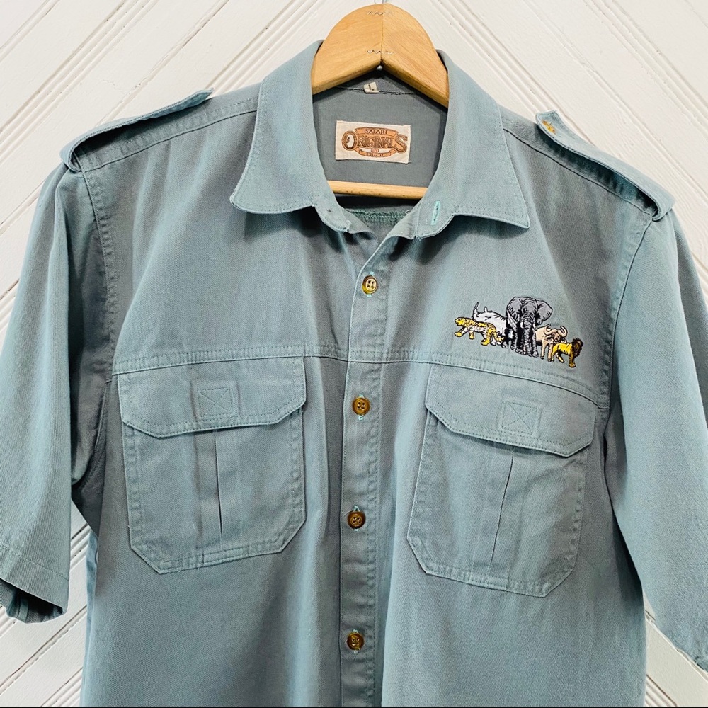 Vintage Steel Blue Safari Shirt - Picture 2 of 9
